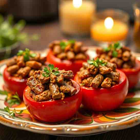 Baked Stuffed Tomatoes - Easy Sausage & Beef Recipe